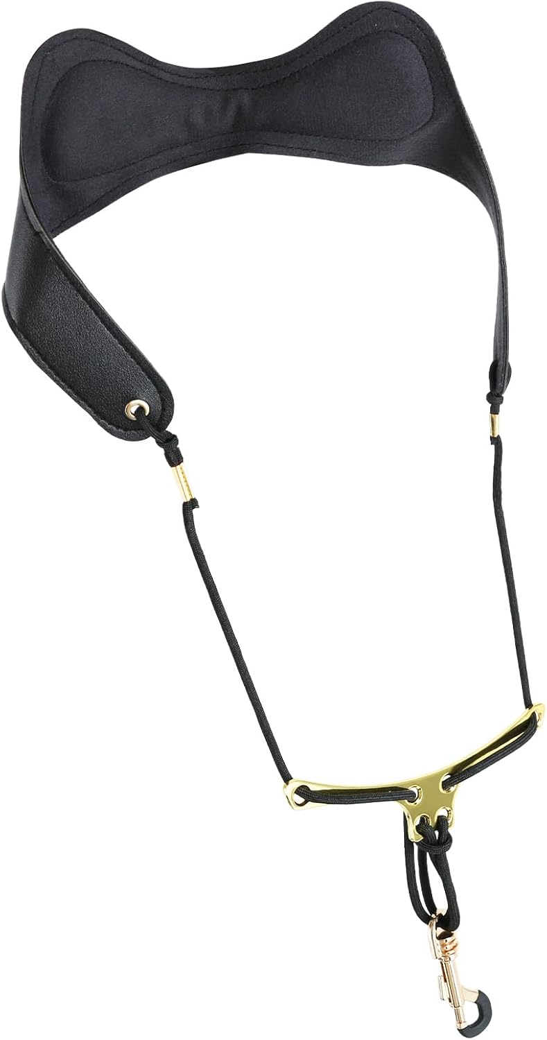 RANMING Alto Saxophone Strap with Adjustable Length Leather Padded Neck Strap for Alto Tenor Saxophone and Clarinet Oboe - Image 1